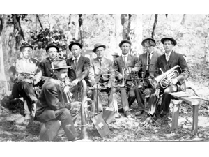 Early brass band at Webster's Corners.