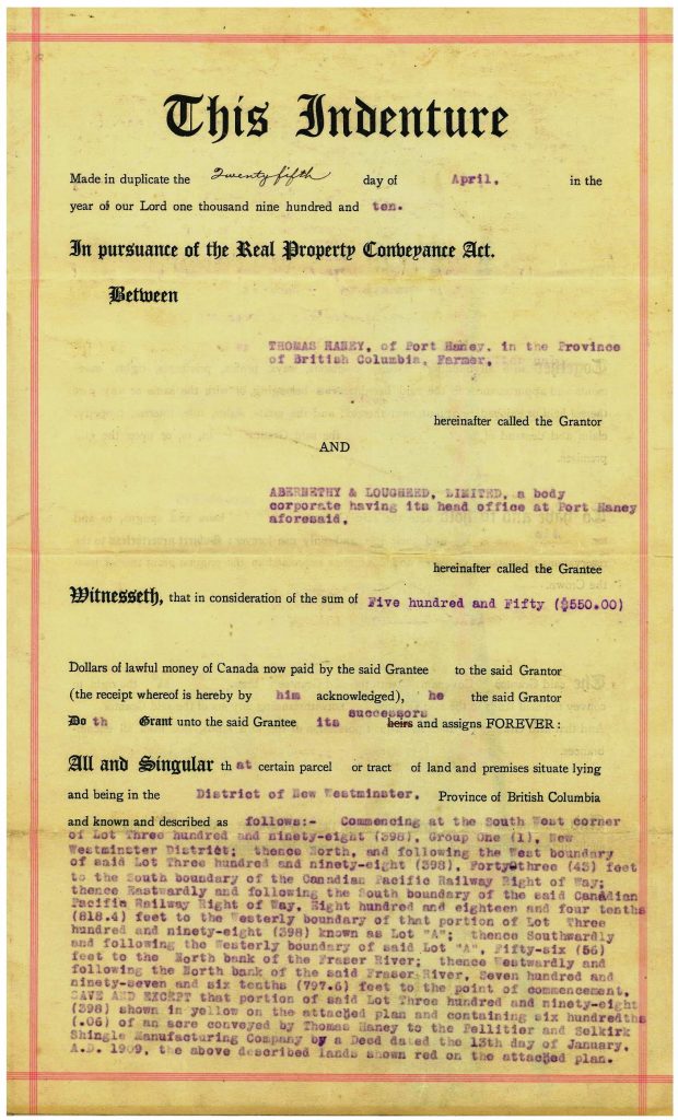 1910 deed with T Haney