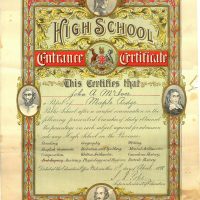 1898 McIver High School Certificate